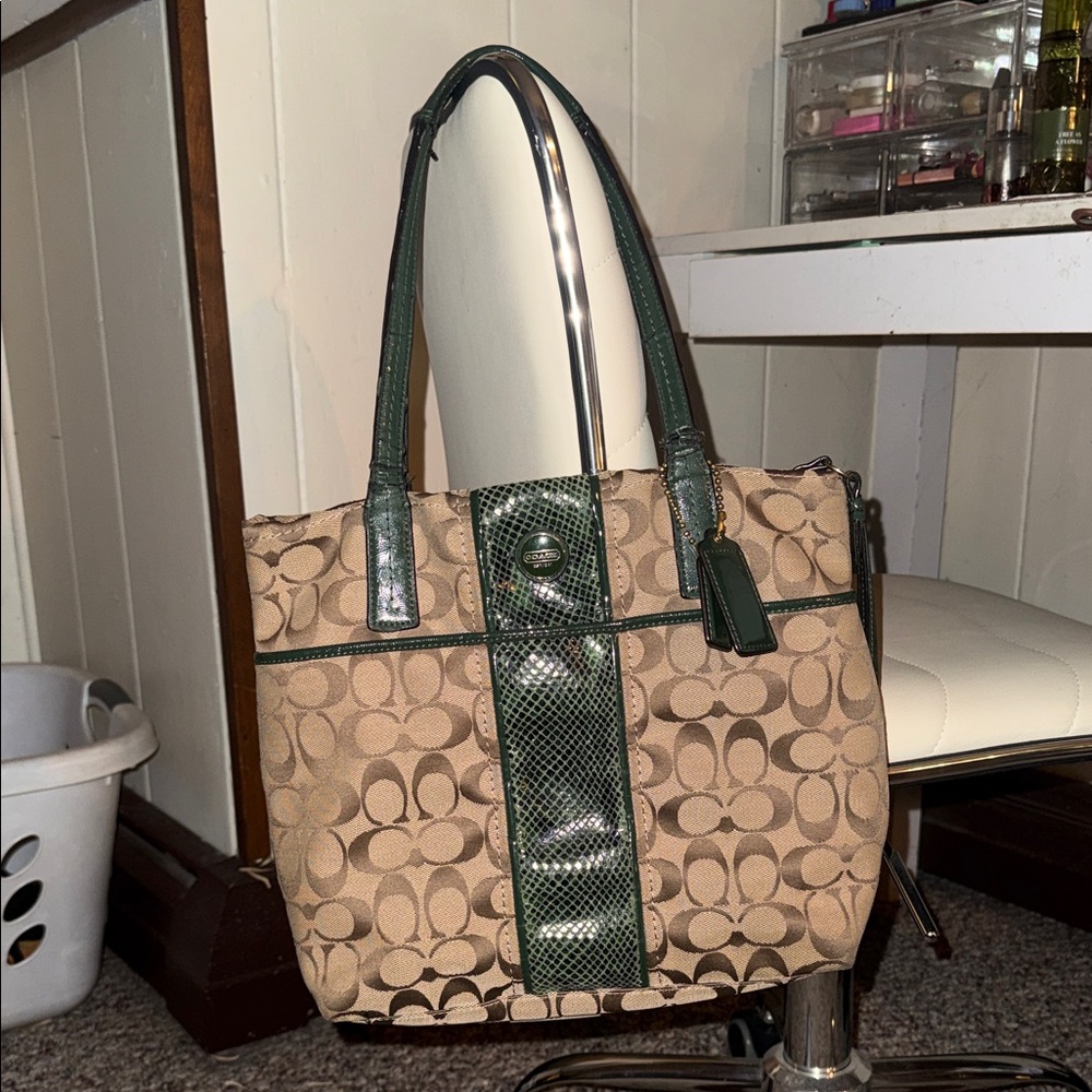 Coach Brown and Green Tote